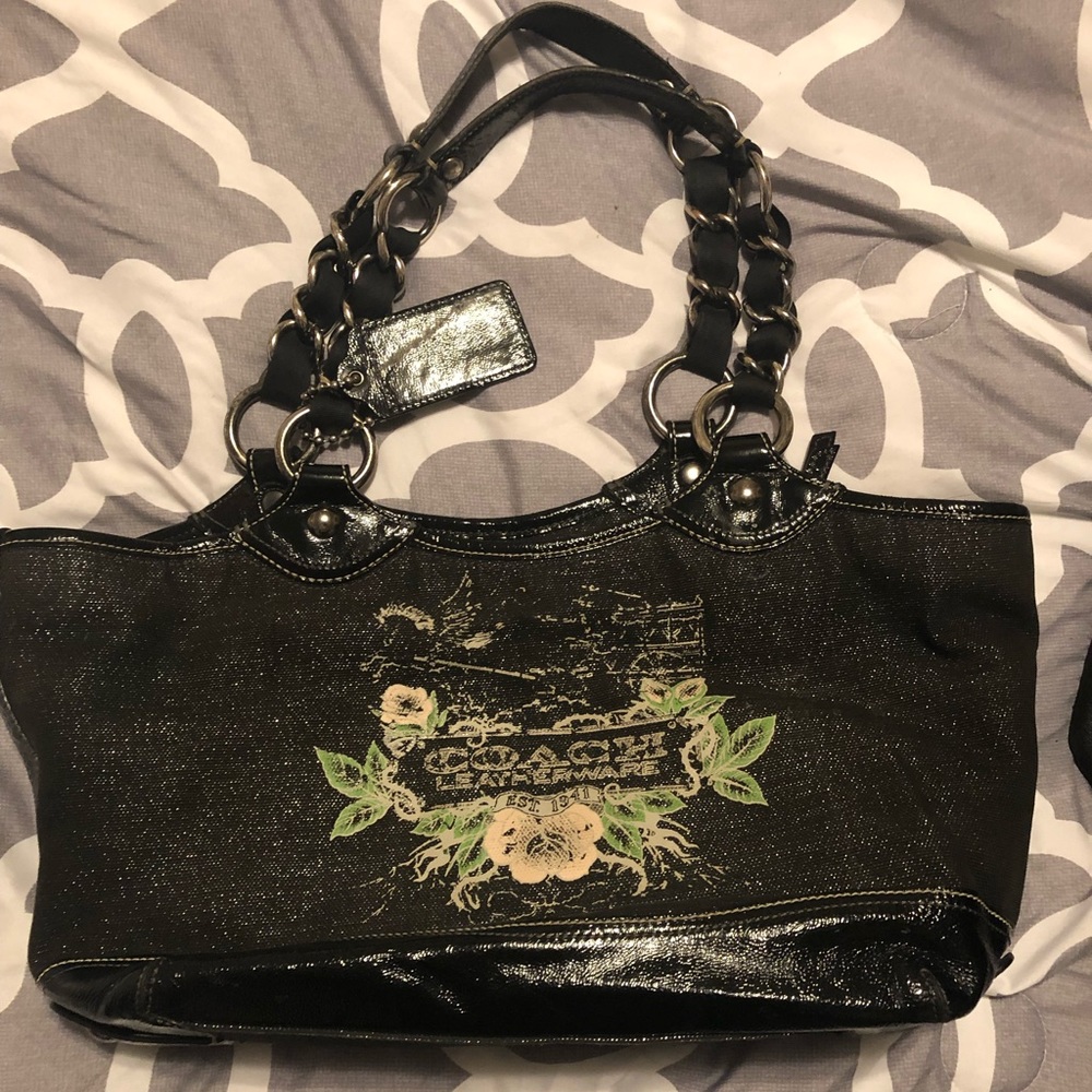USED AUTHENTIC BLACK COACH TATTOO BAG #A0973-13661